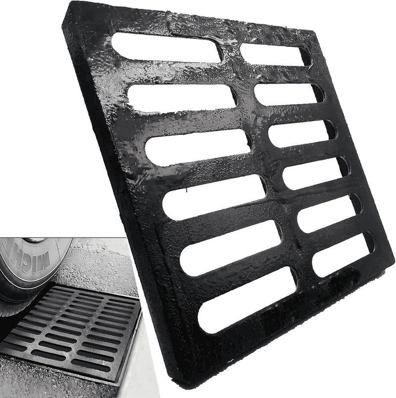 masslunt شبكة تصريف من الحديد الزهر 12x12 بوصة لحوض تصريف NDS، فئة B بوزن 28100 رطل غطاء قناة مدخل قوي للاستخدام الثقيل لبولي لوك، شبكة تصريف خنادق خارجية، غطاء مجاري معدني مربع (حقيقي 11.7x11.7) - Image 1